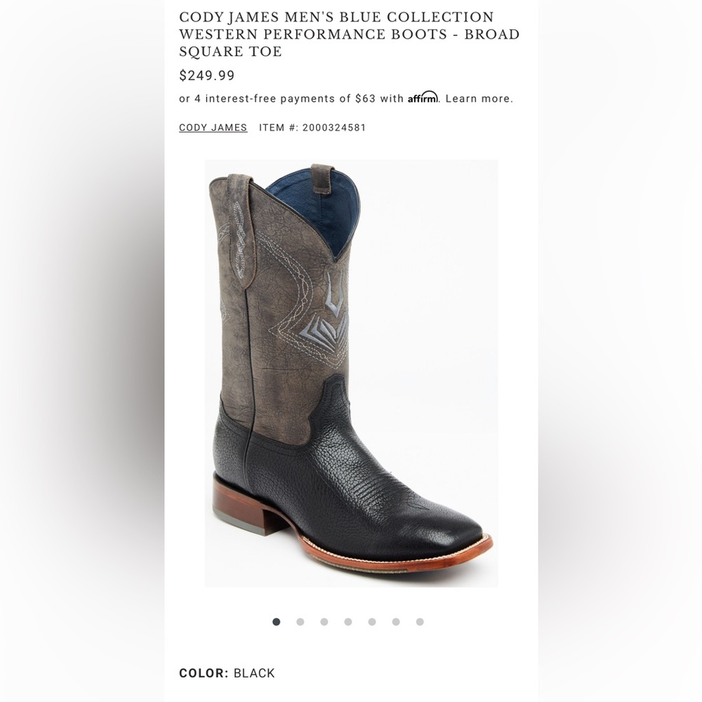CODY JAMES MEN'S BLUE COLLECTION WESTERN PERFORMANCE BOOTS - BROAD SQUARE TOE